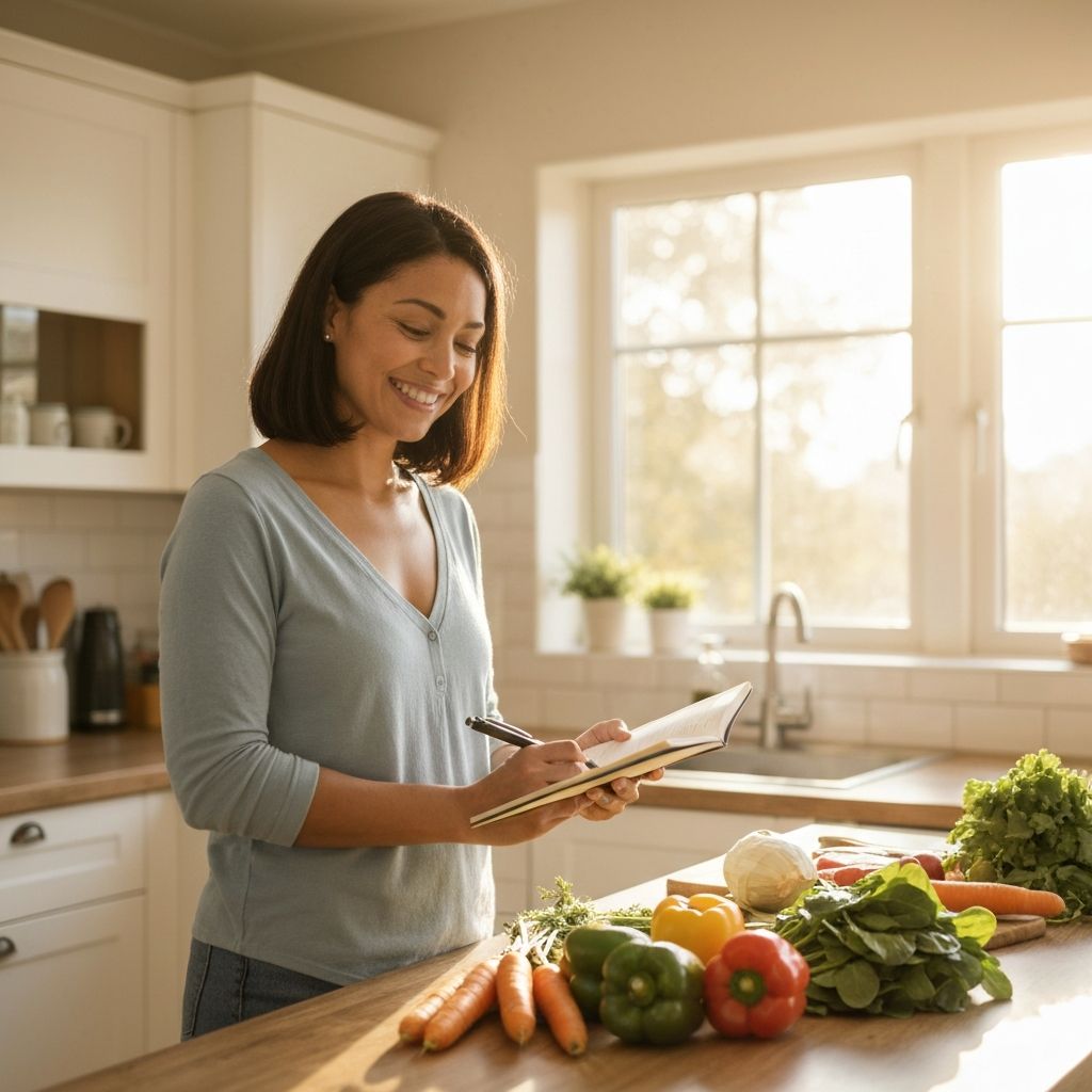 Person planning daily meals and activities